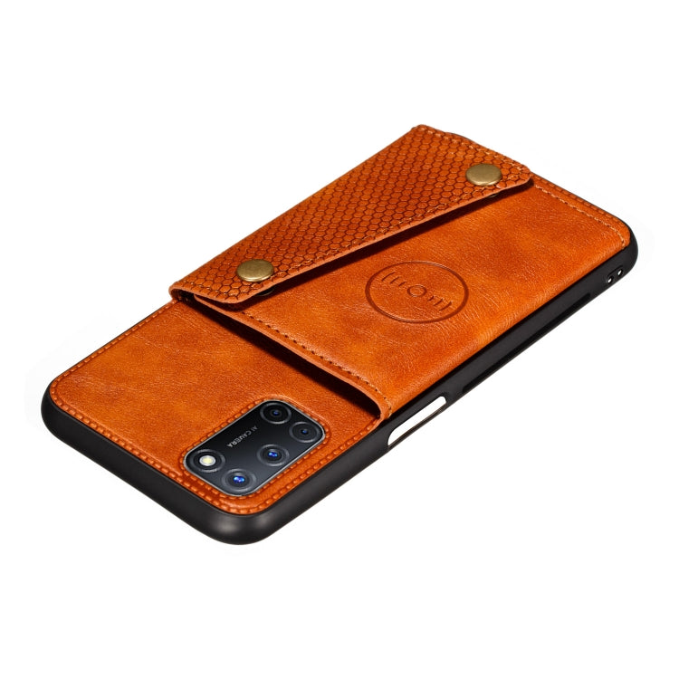 For OPPO Realme 7 5G Double Buckle PU + TPU Shockproof Magnetic Protective Case with Card Slots & Holder