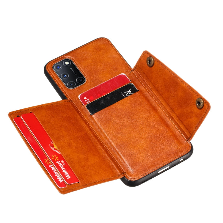 For OPPO Realme 7 5G Double Buckle PU + TPU Shockproof Magnetic Protective Case with Card Slots & Holder