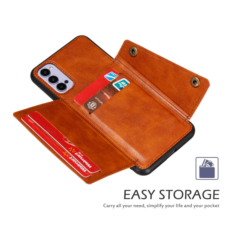 For OPPO Realme 7 Pro Double Buckle PU + TPU Shockproof Magnetic Protective Case with Card Slots & Holder