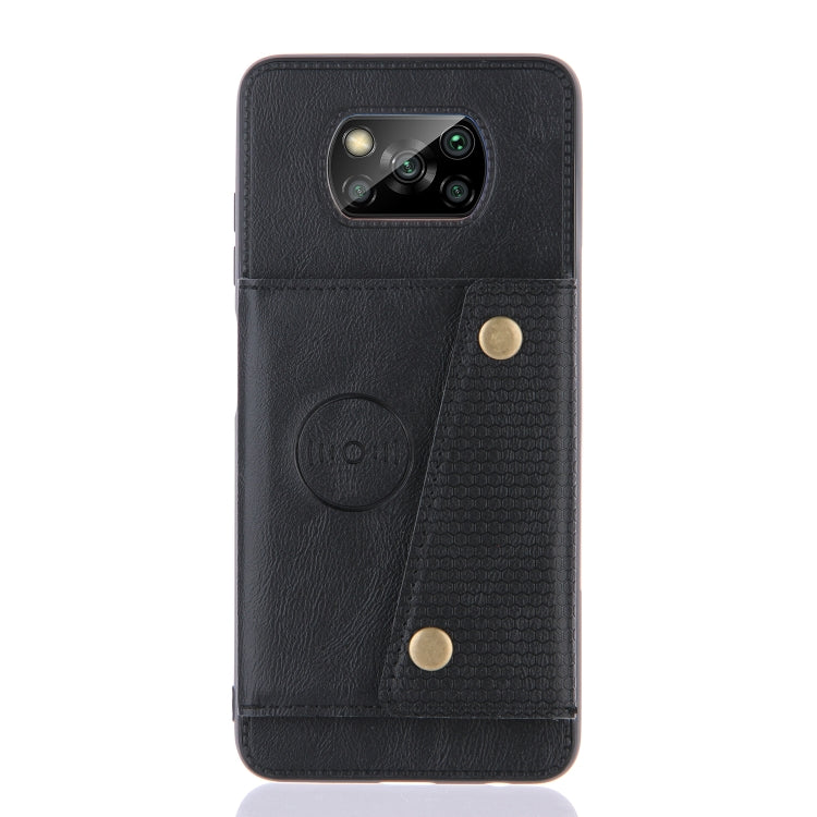 For Xiaomi Poco X3 Double Buckle PU + TPU Shockproof Magnetic Protective Case with Card Slots & Holder