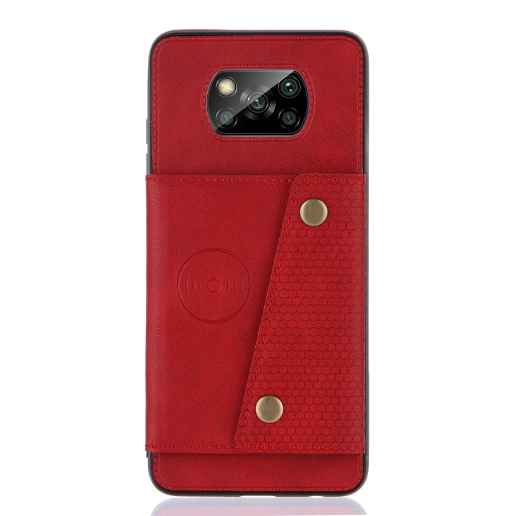 For Xiaomi Poco X3 Double Buckle PU + TPU Shockproof Magnetic Protective Case with Card Slots & Holder