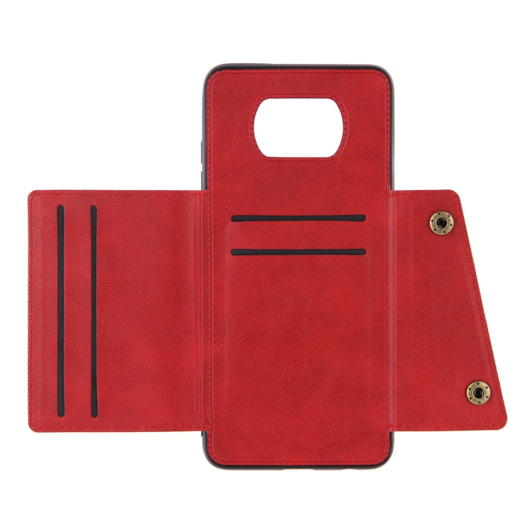 For Xiaomi Poco X3 Double Buckle PU + TPU Shockproof Magnetic Protective Case with Card Slots & Holder