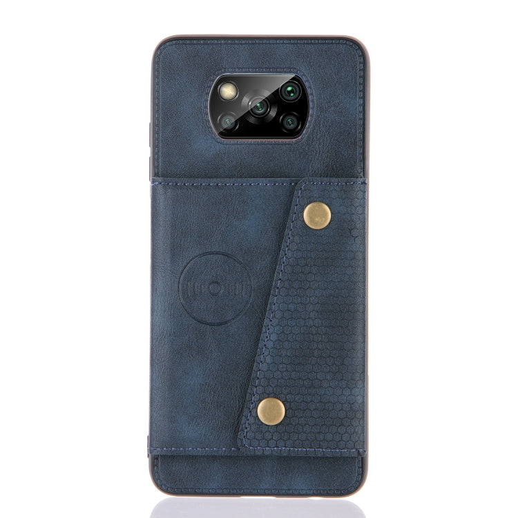 For Xiaomi Poco X3 Double Buckle PU + TPU Shockproof Magnetic Protective Case with Card Slots & Holder