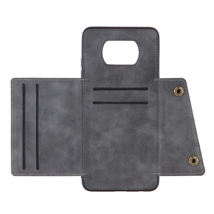 For Xiaomi Poco X3 Double Buckle PU + TPU Shockproof Magnetic Protective Case with Card Slots & Holder