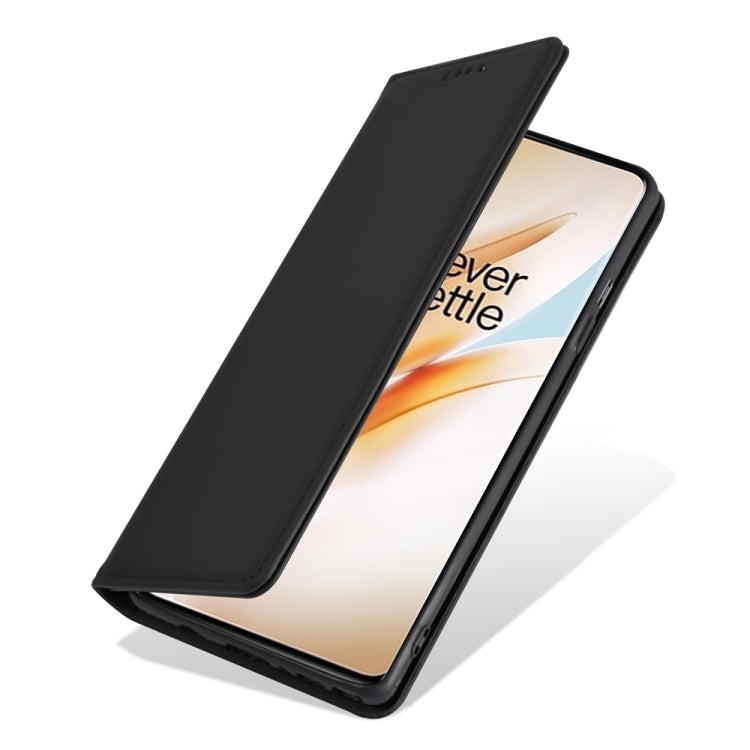For OnePlus 8 Strong Magnetism Liquid Feel Horizontal Flip Leather Case with Holder & Card Slots & Wallet