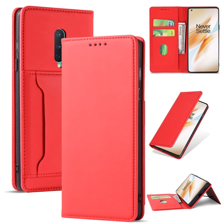 For OnePlus 8 Strong Magnetism Liquid Feel Horizontal Flip Leather Case with Holder & Card Slots & Wallet