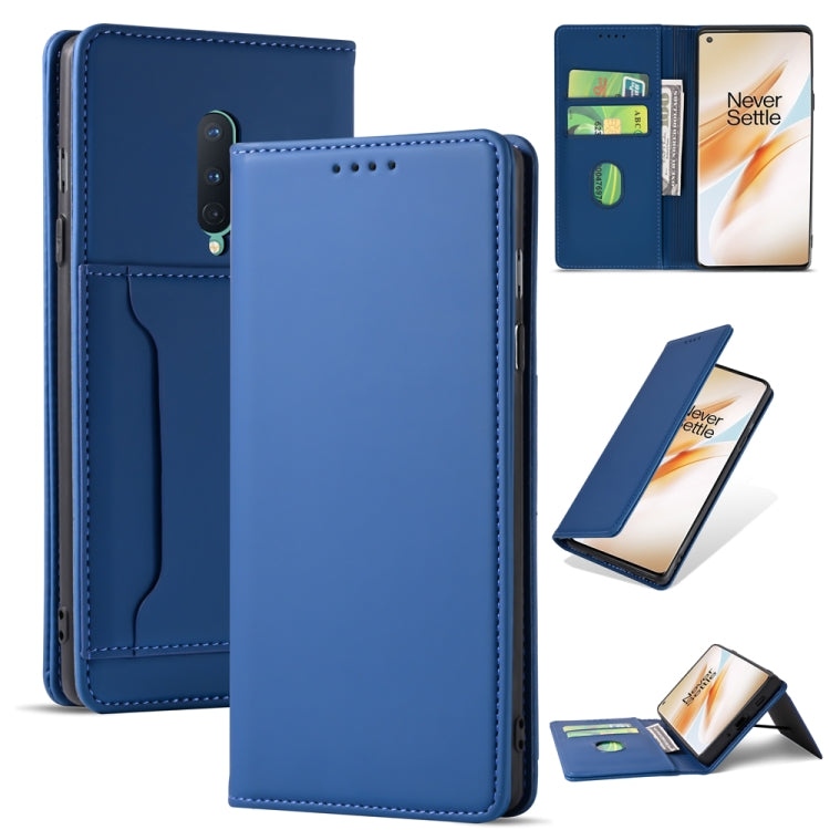 For OnePlus 8 Strong Magnetism Liquid Feel Horizontal Flip Leather Case with Holder & Card Slots & Wallet