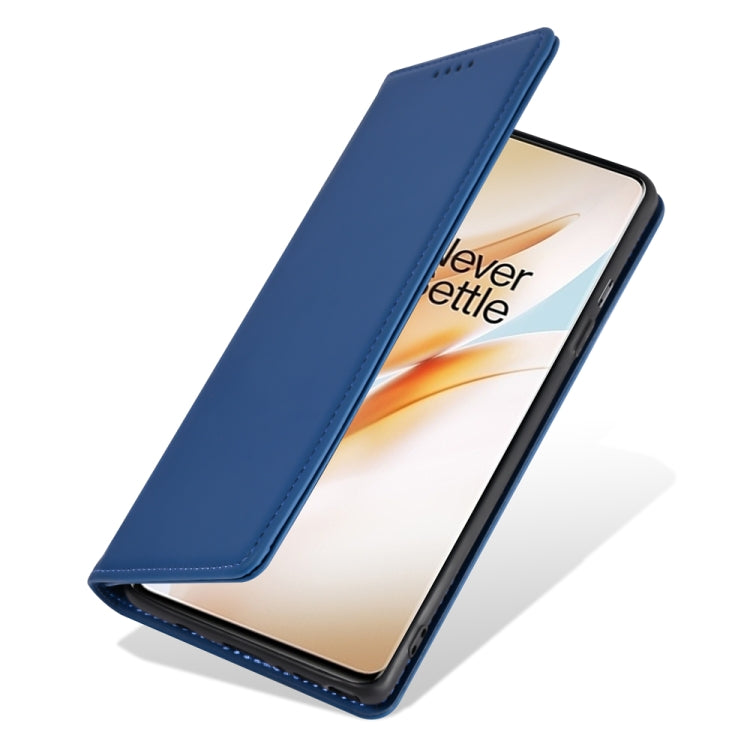 For OnePlus 8 Strong Magnetism Liquid Feel Horizontal Flip Leather Case with Holder & Card Slots & Wallet