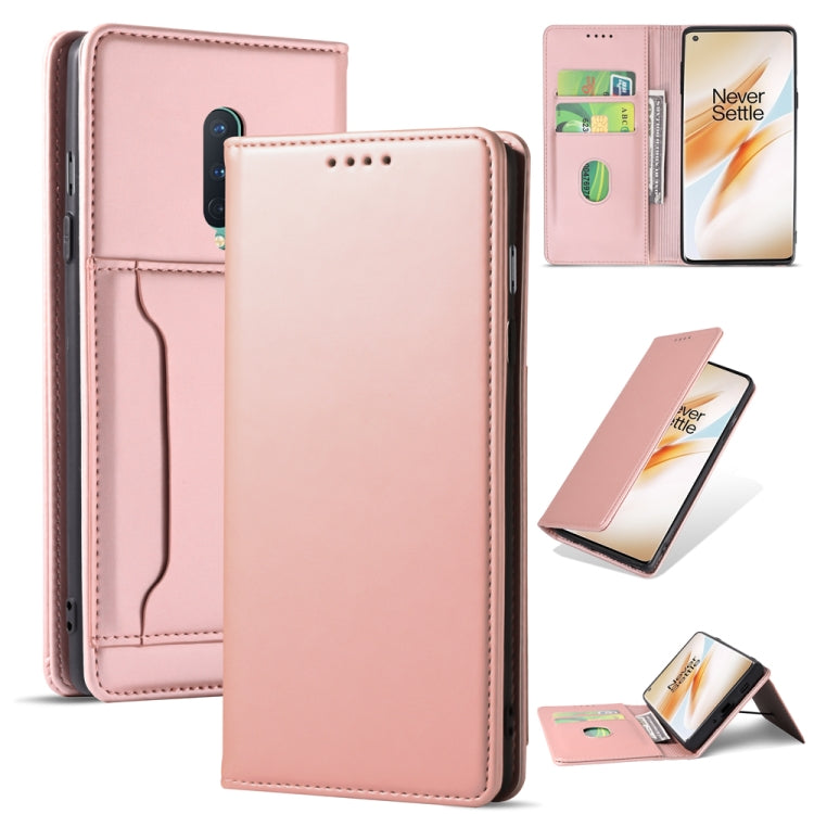 For OnePlus 8 Strong Magnetism Liquid Feel Horizontal Flip Leather Case with Holder & Card Slots & Wallet