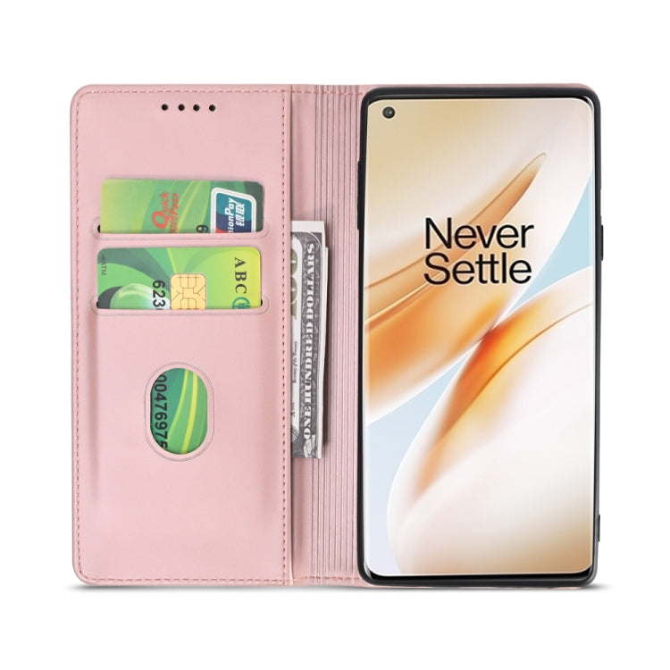 For OnePlus 8 Strong Magnetism Liquid Feel Horizontal Flip Leather Case with Holder & Card Slots & Wallet