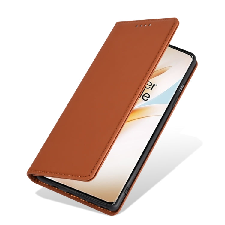 For OnePlus 8 Strong Magnetism Liquid Feel Horizontal Flip Leather Case with Holder & Card Slots & Wallet
