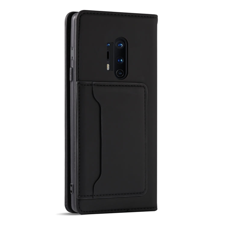 For OnePlus 8 Pro Strong Magnetism Liquid Feel Horizontal Flip Leather Case with Holder & Card Slots & Wallet