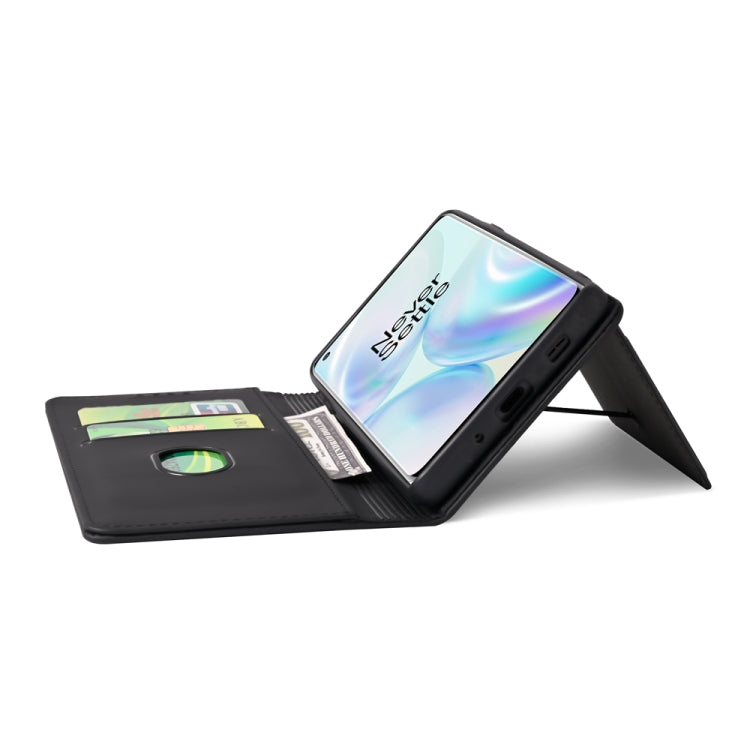 For OnePlus 8 Pro Strong Magnetism Liquid Feel Horizontal Flip Leather Case with Holder & Card Slots & Wallet