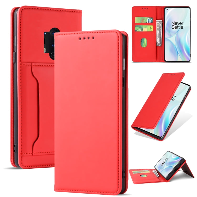 For OnePlus 8 Pro Strong Magnetism Liquid Feel Horizontal Flip Leather Case with Holder & Card Slots & Wallet