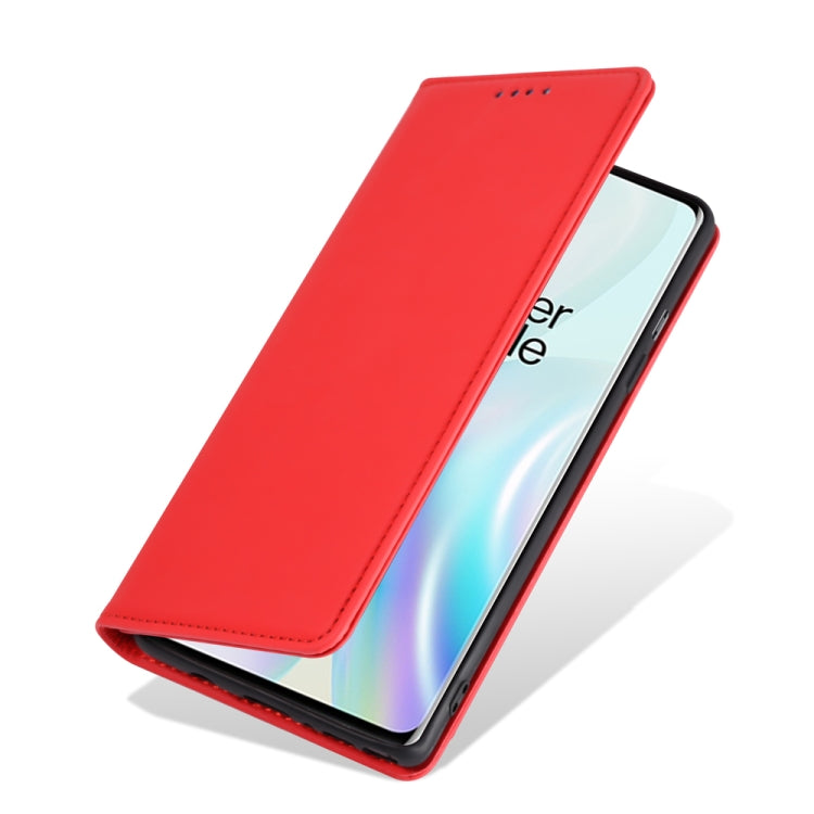 For OnePlus 8 Pro Strong Magnetism Liquid Feel Horizontal Flip Leather Case with Holder & Card Slots & Wallet
