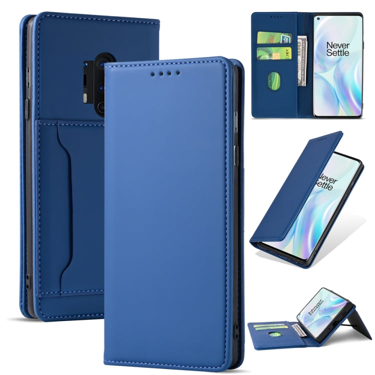 For OnePlus 8 Pro Strong Magnetism Liquid Feel Horizontal Flip Leather Case with Holder & Card Slots & Wallet