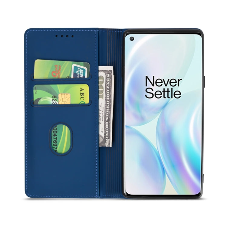 For OnePlus 8 Pro Strong Magnetism Liquid Feel Horizontal Flip Leather Case with Holder & Card Slots & Wallet