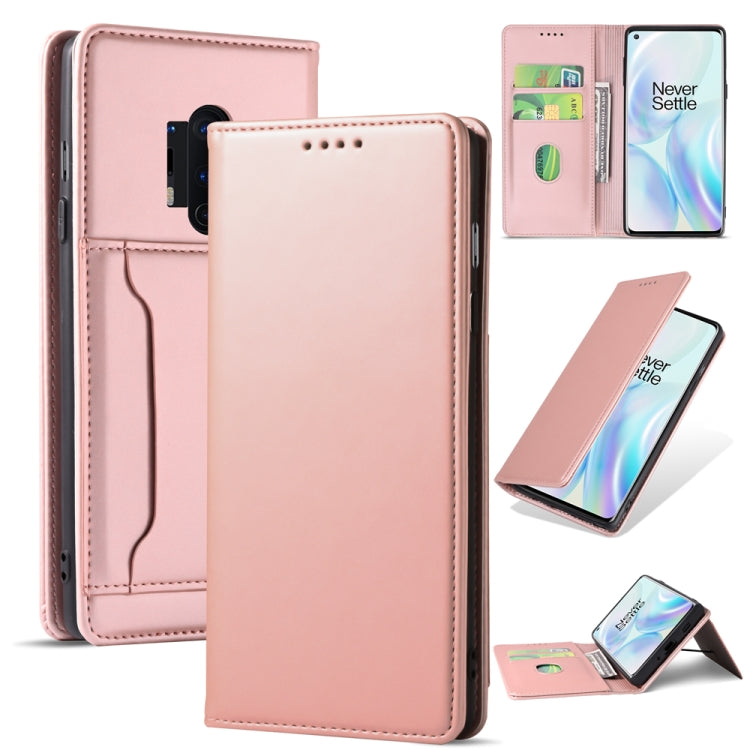 For OnePlus 8 Pro Strong Magnetism Liquid Feel Horizontal Flip Leather Case with Holder & Card Slots & Wallet