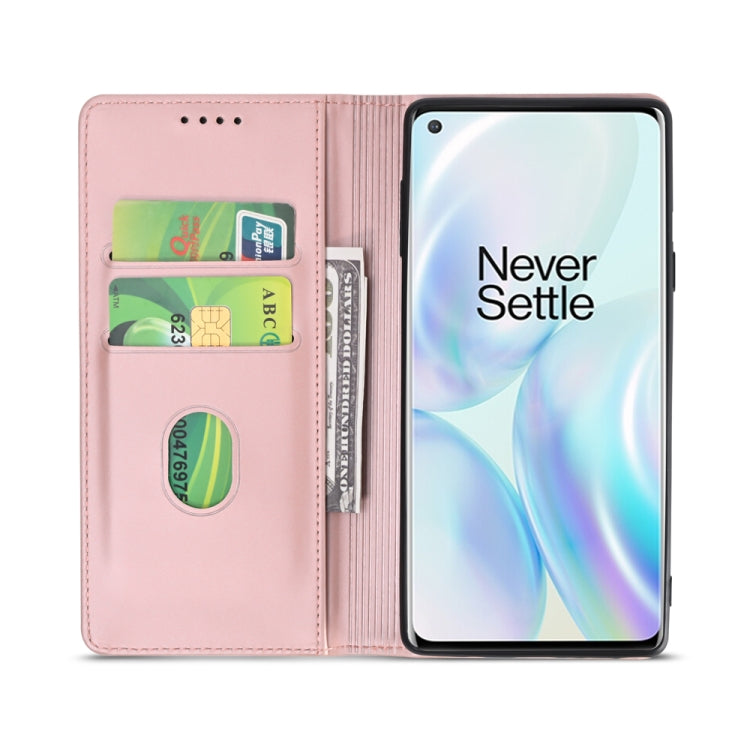 For OnePlus 8 Pro Strong Magnetism Liquid Feel Horizontal Flip Leather Case with Holder & Card Slots & Wallet