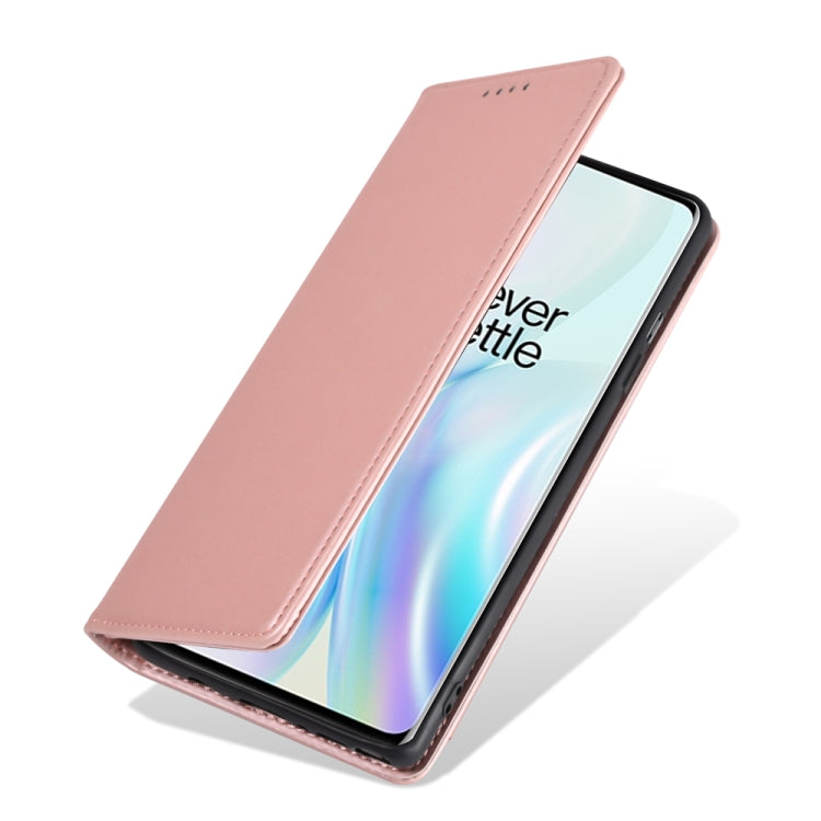For OnePlus 8 Pro Strong Magnetism Liquid Feel Horizontal Flip Leather Case with Holder & Card Slots & Wallet