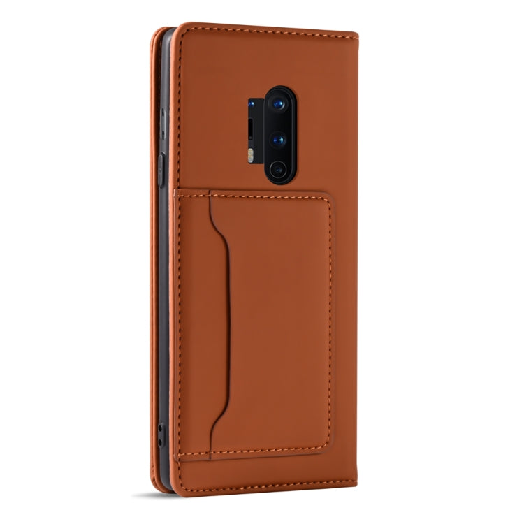 For OnePlus 8 Pro Strong Magnetism Liquid Feel Horizontal Flip Leather Case with Holder & Card Slots & Wallet