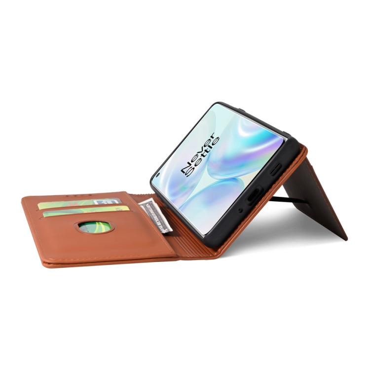 For OnePlus 8 Pro Strong Magnetism Liquid Feel Horizontal Flip Leather Case with Holder & Card Slots & Wallet