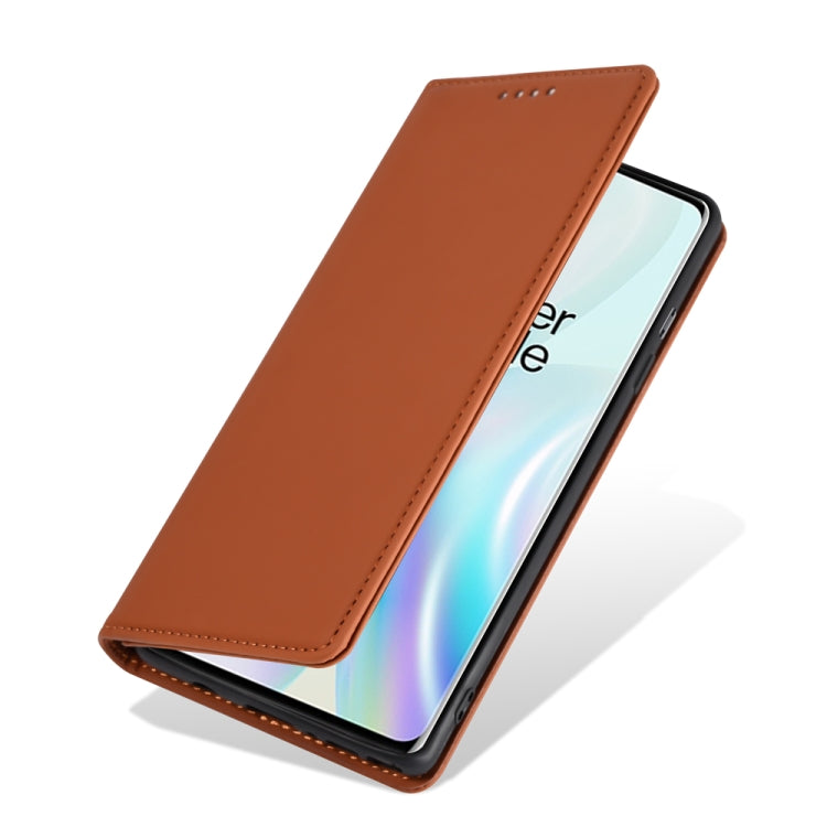 For OnePlus 8 Pro Strong Magnetism Liquid Feel Horizontal Flip Leather Case with Holder & Card Slots & Wallet