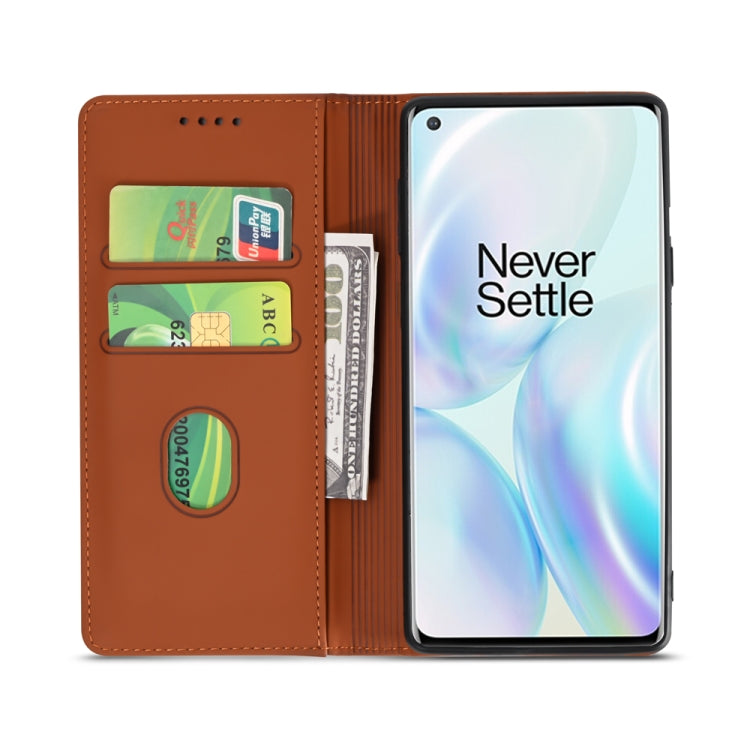 For OnePlus 8 Pro Strong Magnetism Liquid Feel Horizontal Flip Leather Case with Holder & Card Slots & Wallet