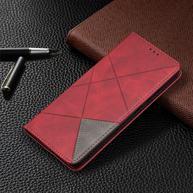 For Nokia 2.4 Rhombus Texture Horizontal Flip Magnetic Leather Case with Holder & Card Slots