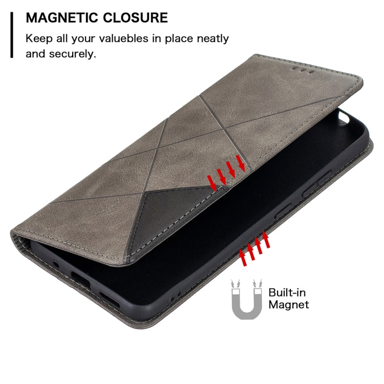 For Nokia 2.4 Rhombus Texture Horizontal Flip Magnetic Leather Case with Holder & Card Slots