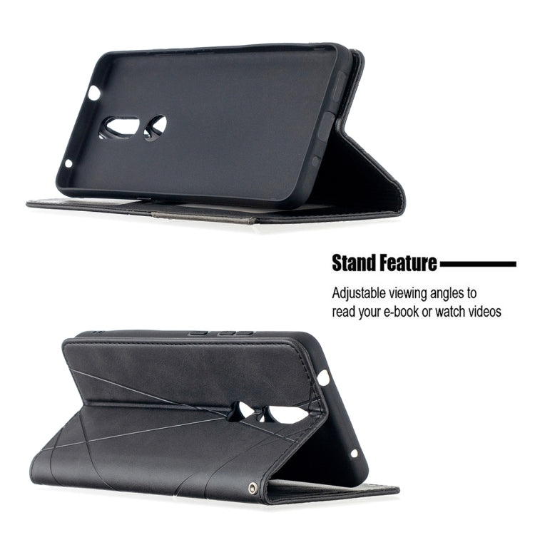For Nokia 2.4 Rhombus Texture Horizontal Flip Magnetic Leather Case with Holder & Card Slots