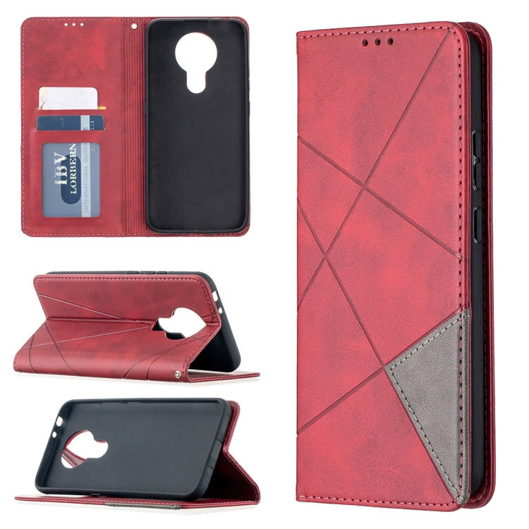 For Nokia 3.4 Rhombus Texture Horizontal Flip Magnetic Leather Case with Holder & Card Slots