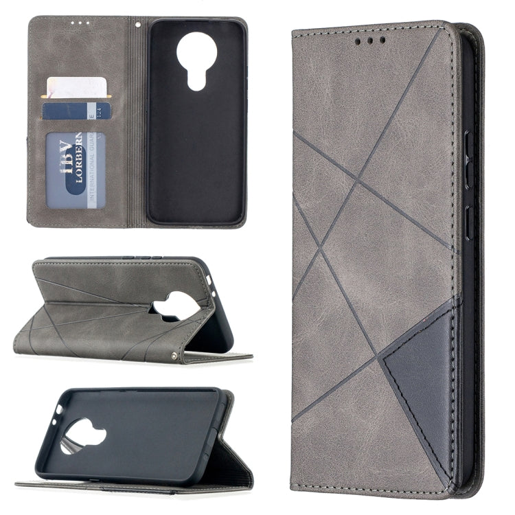 For Nokia 3.4 Rhombus Texture Horizontal Flip Magnetic Leather Case with Holder & Card Slots