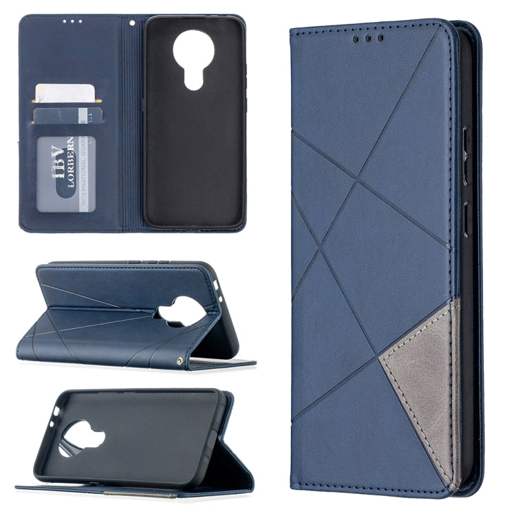 For Nokia 3.4 Rhombus Texture Horizontal Flip Magnetic Leather Case with Holder & Card Slots