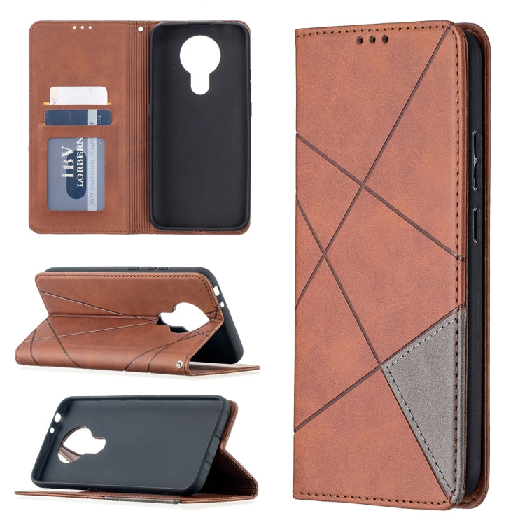 For Nokia 3.4 Rhombus Texture Horizontal Flip Magnetic Leather Case with Holder & Card Slots