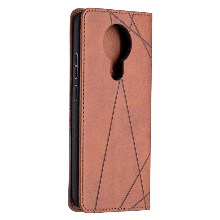 For Nokia 3.4 Rhombus Texture Horizontal Flip Magnetic Leather Case with Holder & Card Slots