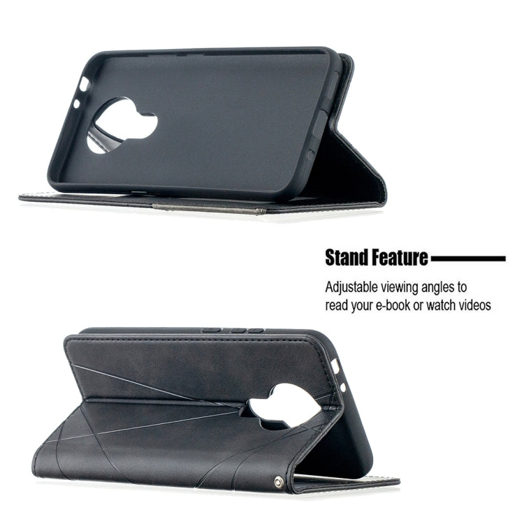 For Nokia 3.4 Rhombus Texture Horizontal Flip Magnetic Leather Case with Holder & Card Slots