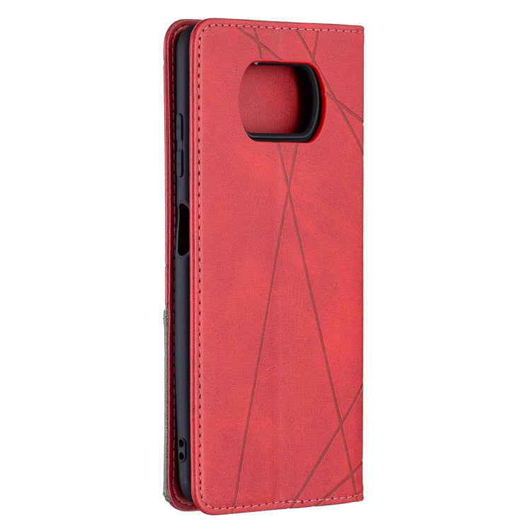 For Xiaomi Mi Poco X3 Rhombus Texture Horizontal Flip Magnetic Leather Case with Holder & Card Slots