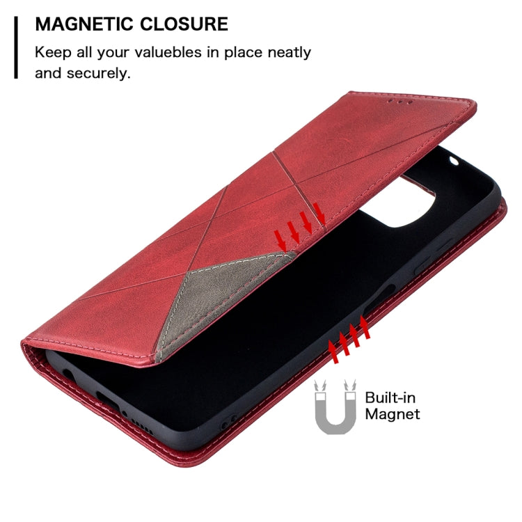 For Xiaomi Mi Poco X3 Rhombus Texture Horizontal Flip Magnetic Leather Case with Holder & Card Slots