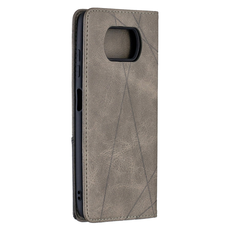 For Xiaomi Mi Poco X3 Rhombus Texture Horizontal Flip Magnetic Leather Case with Holder & Card Slots