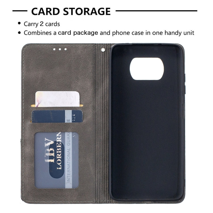 For Xiaomi Mi Poco X3 Rhombus Texture Horizontal Flip Magnetic Leather Case with Holder & Card Slots