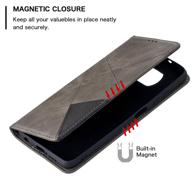 For Xiaomi Mi Poco X3 Rhombus Texture Horizontal Flip Magnetic Leather Case with Holder & Card Slots