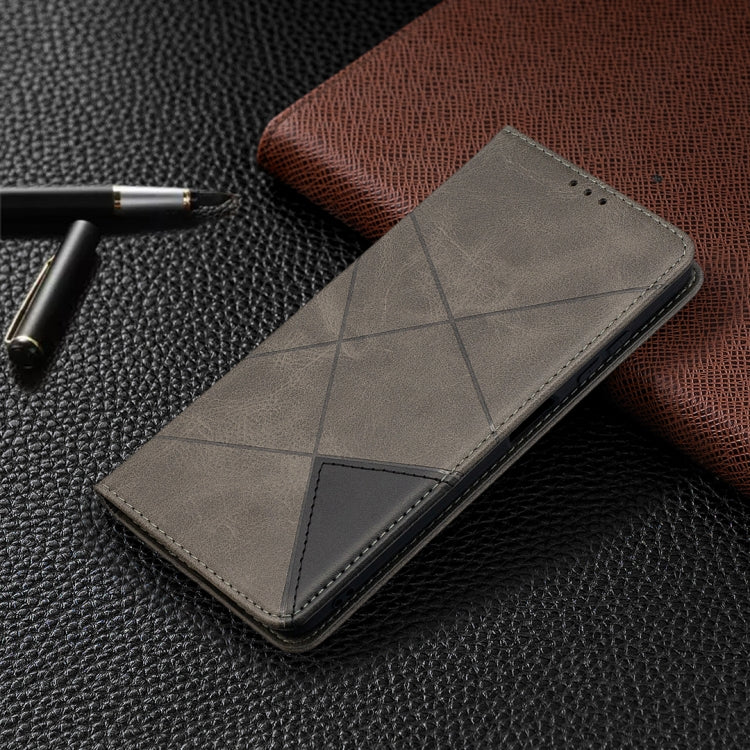 For Xiaomi Mi Poco X3 Rhombus Texture Horizontal Flip Magnetic Leather Case with Holder & Card Slots