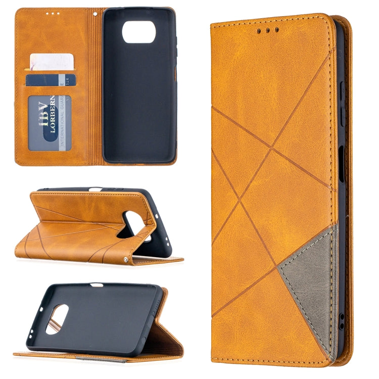 For Xiaomi Mi Poco X3 Rhombus Texture Horizontal Flip Magnetic Leather Case with Holder & Card Slots