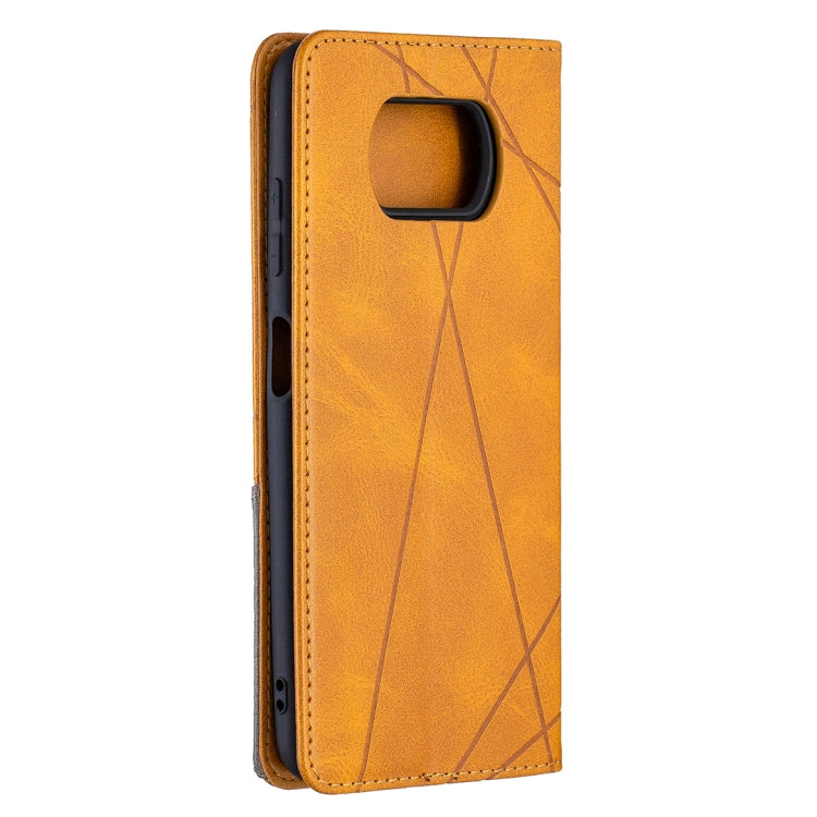 For Xiaomi Mi Poco X3 Rhombus Texture Horizontal Flip Magnetic Leather Case with Holder & Card Slots