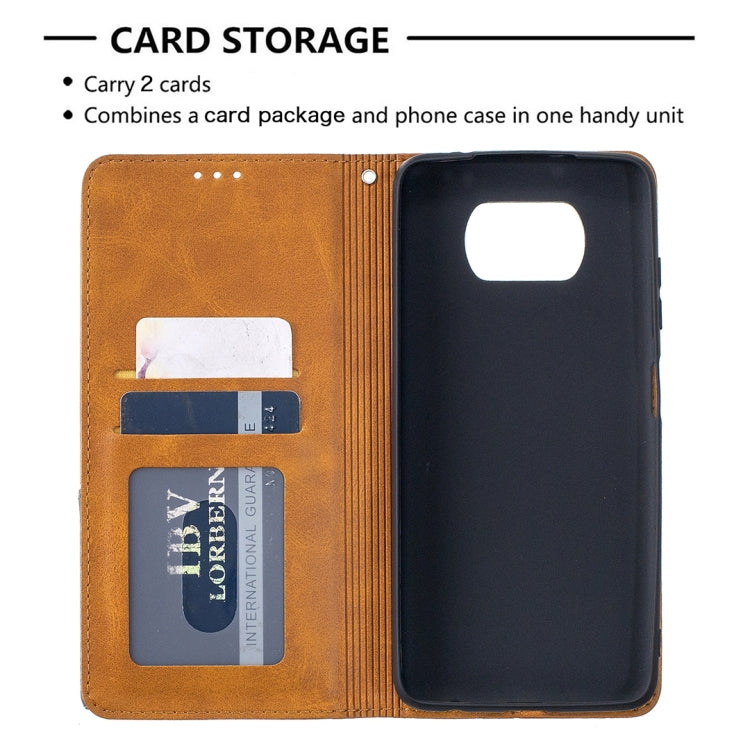 For Xiaomi Mi Poco X3 Rhombus Texture Horizontal Flip Magnetic Leather Case with Holder & Card Slots