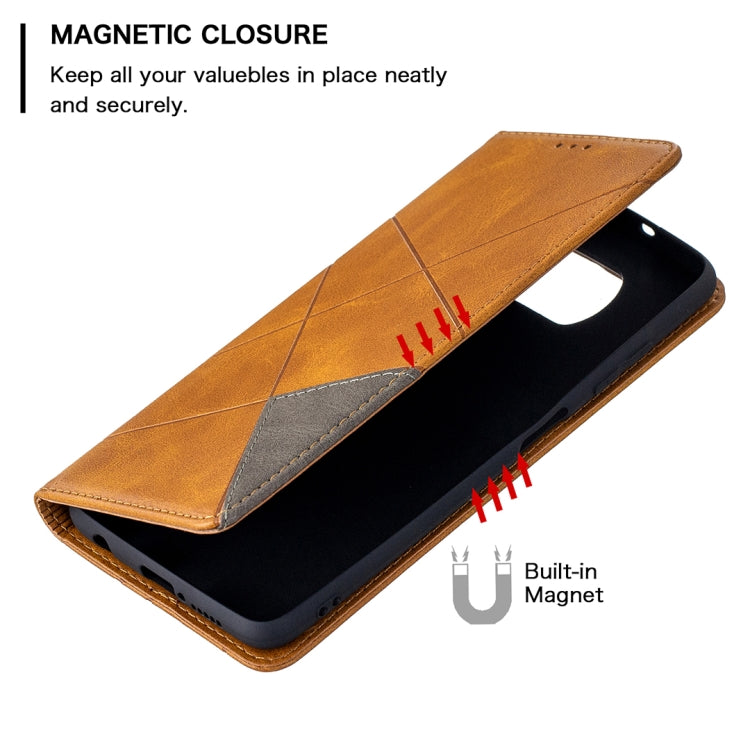 For Xiaomi Mi Poco X3 Rhombus Texture Horizontal Flip Magnetic Leather Case with Holder & Card Slots