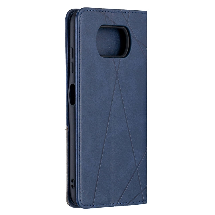 For Xiaomi Mi Poco X3 Rhombus Texture Horizontal Flip Magnetic Leather Case with Holder & Card Slots