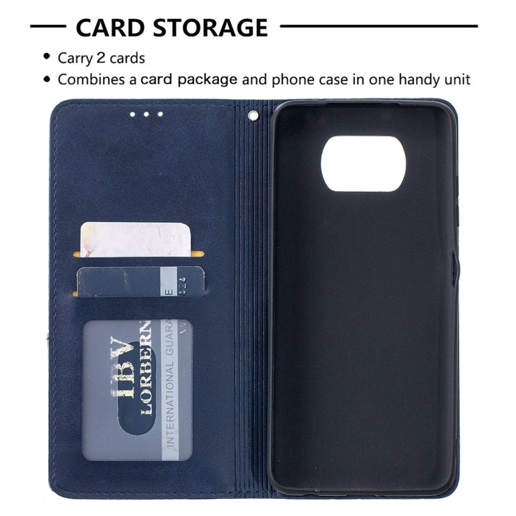 For Xiaomi Mi Poco X3 Rhombus Texture Horizontal Flip Magnetic Leather Case with Holder & Card Slots