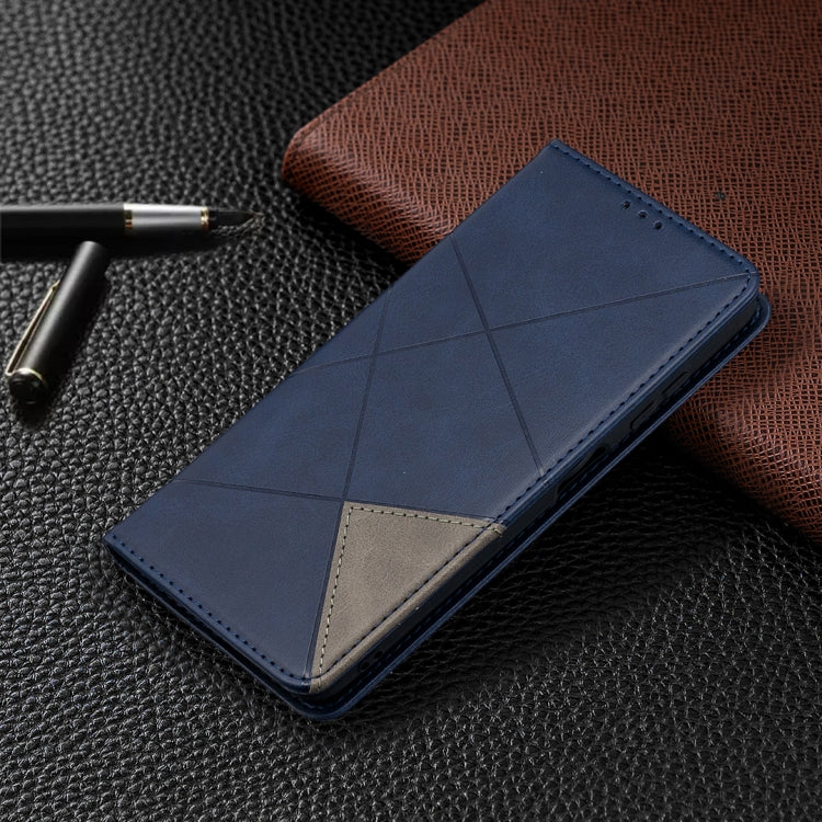 For Xiaomi Mi Poco X3 Rhombus Texture Horizontal Flip Magnetic Leather Case with Holder & Card Slots